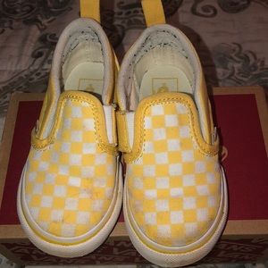 Toddler Yellow Checkerboard Vans, Size 7c